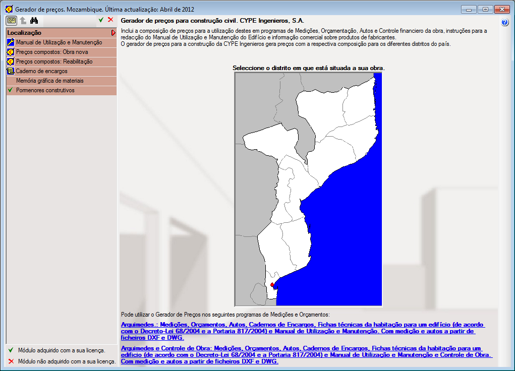 Generador de precios para Mozambique